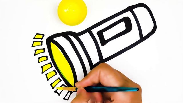 Easy Drawing For Children- How To Draw Flashlight | Легкий рисунок для детей- как нарисовать фонари