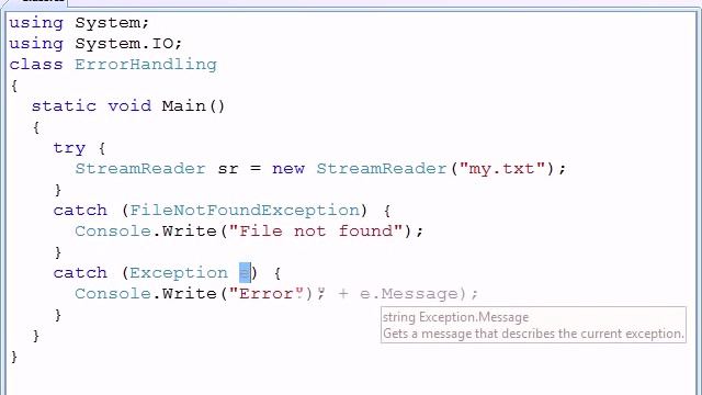 C# Tutorial - 22 - Exception Handling смотреть онлайн