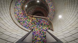 Balls on spiral stair - Blender animation - Rigid body simulation - Eevee