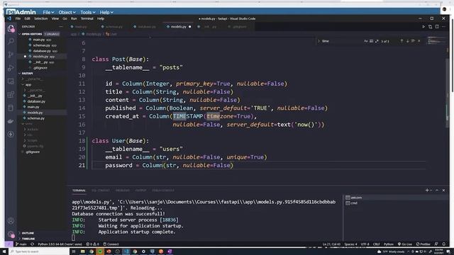 Create User Table: Part #55 Python API Course смотреть онлайн