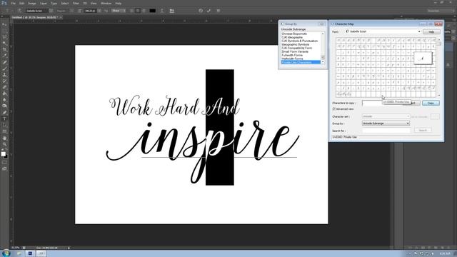 How to access Isabella Script many character variations, using Windows Character Map with Photoshop смотреть онлайн