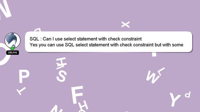 SQL : Can I use select statement with check constraint смотреть онлайн