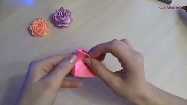 Как сделать розу из атласной ленты своими руками Мастер Класс/ Satin Ribbon Rose/ Ola ameS DIY смотреть онлайн
