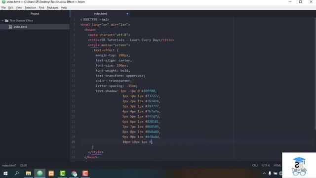 Text Shadow Effect | Demo - 3 | Css | SR Tutorials смотреть онлайн