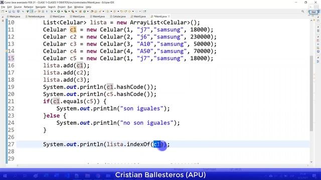 Como usar List y Arraylist con Objetos en JAVA metodo equals hashcode indexOf Busqueda PARTE 2/2 смотреть онлайн