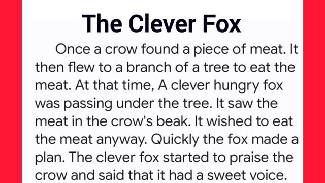 the fox and crow story in english writing| the crow and the fox| a clever fox story for class 7 смотреть онлайн
