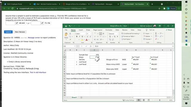 MTH128 Chapter 8 confidence interval using excel смотреть онлайн