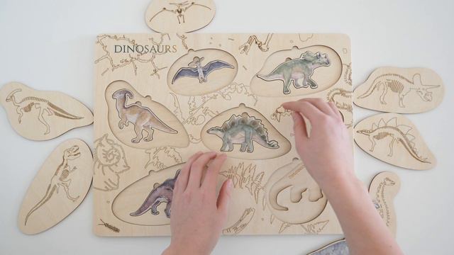 DINOSAURS. WOODEN PUZZLE. смотреть онлайн