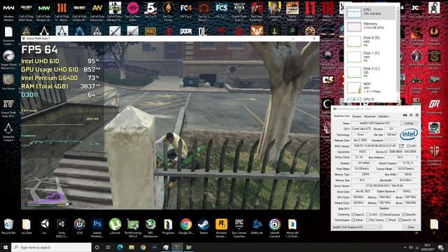Grand Theft Auto V - Intel UHD 610 - Pentium G6400 - 4GB RAM смотреть онлайн