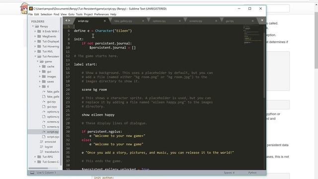 Renpy Tutorial: Persistent Data смотреть онлайн