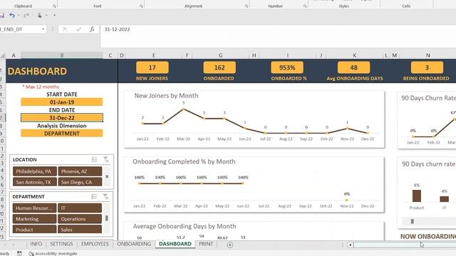 HR Onboarding Dashboard Excel Template Demo смотреть онлайн