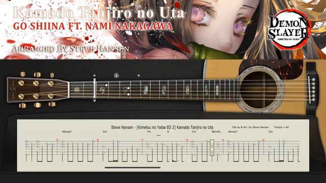 Kamado Tanjiro no Uta (Kimetsu no Yaiba) ~ Fingerstyle cover with guitar tab Arr. by Steve Hansen смотреть онлайн