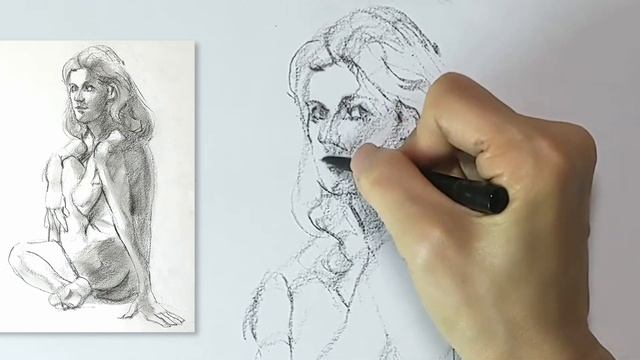 Creating a Charcoal Pencil Figure Sketch / Gesture Drawing / Drawing Timelapse / 炭精筆人體速寫 смотреть онлайн
