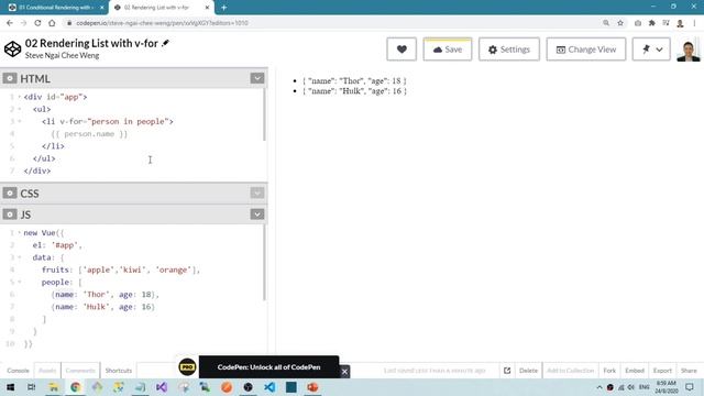 17 Rendering Lists with v-for смотреть онлайн