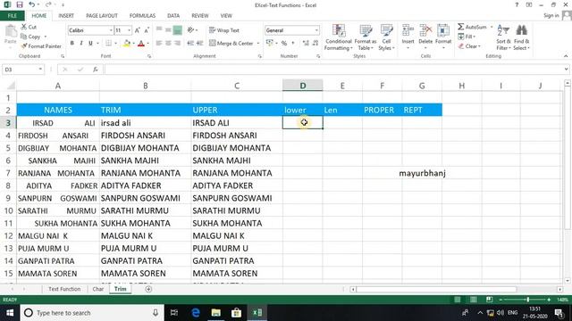 5 MS Excel Tutorial #Excel #Text Function #Trim #UPPER #lower #Len #Proper #Rept Part-2 смотреть онлайн