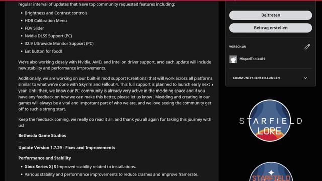 Starfield Update 1 Ist Da! Infos Zu: DLSS, Mods Offiziell, FOV, HDR | Starfield Deutsch Patch