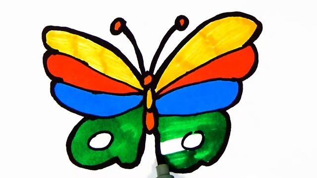 Как нарисовать Бабочку/Раскраска Бабочка для детей/Раскраски малышам смотреть онлайн