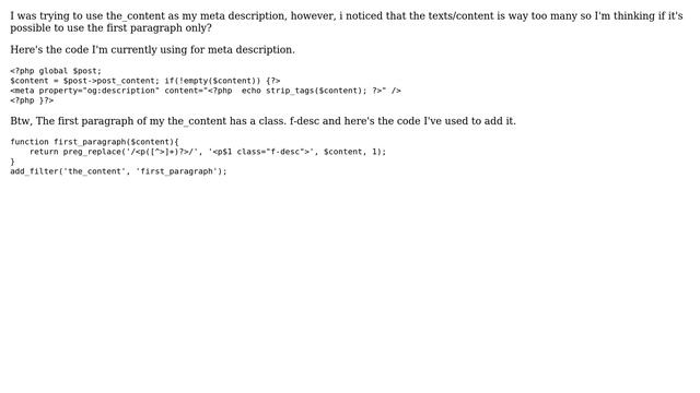 Wordpress: first paragraph of the_content as meta description смотреть онлайн