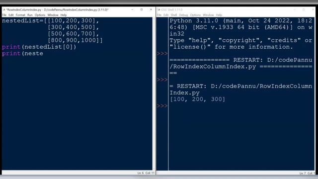 L2 - Wk 5 - V21 - Row & Column Index in Nested Lists | Data structures | Python for school students смотреть онлайн