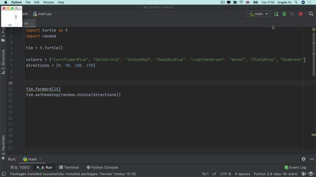 Day 18 - Turtle & the Graphical User Interface (GUI) - 7 Turtle Challenge 4 - Generate a Random Walk смотреть онлайн
