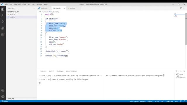 TypeScript | #7 TypeScript Objects | Step by Step Tutorial for TypeScript смотреть онлайн