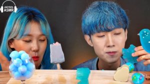 ASMR ICE CREAM BLUE PARTY 다양한 블루 아이스크림 젤리 먹방 DESSERTS JELLY CANDY MUKBANG EATING SOUNDS 咀嚼音 モッパン