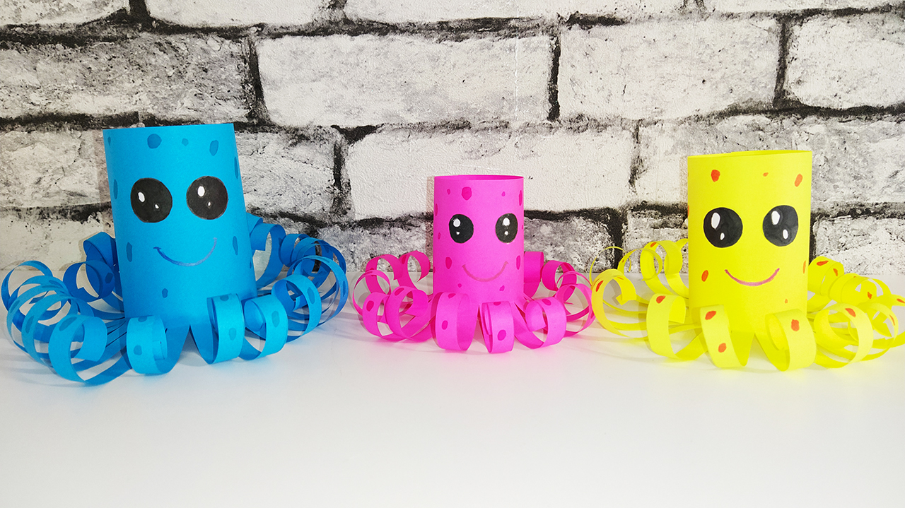 Легкая детская поделка Осьминожка из бумаги смотреть онлайн