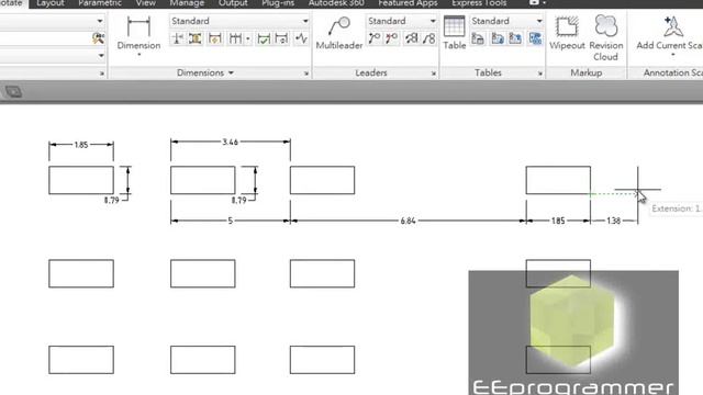 AutoCAD 2014 Tutorial: Dimension command (regular, baseline and continuous) смотреть онлайн
