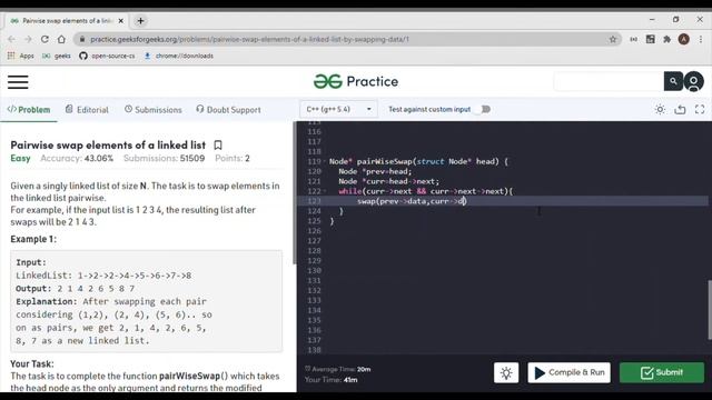 Pairwise swap elements of a linked list - geeksforgeeks (must do coding problem) - 2020 смотреть онлайн