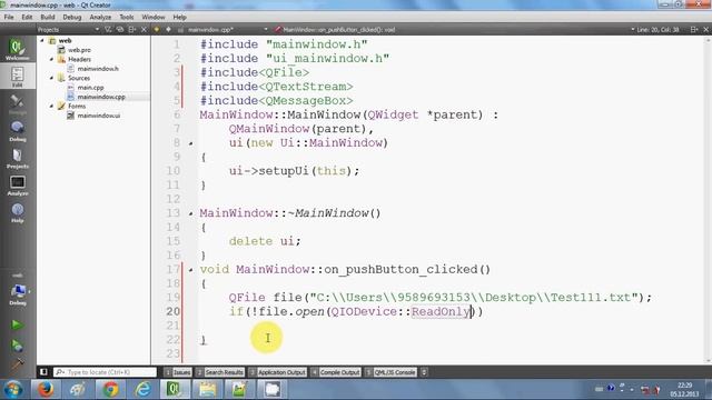 QT C++ GUI Tutorial 27- How to read text file and display file to a textbrowser or textEdit смотреть онлайн