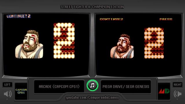 Street Fighter II (Arcade vs Sega Genesis) Continue Screens Comparison смотреть онлайн