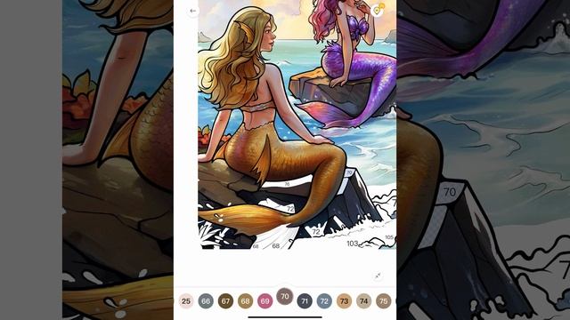 Paint by Numbers Coloring App Colour with me Little Mermaid and Sisters #relax #paintbynumber #art смотреть онлайн