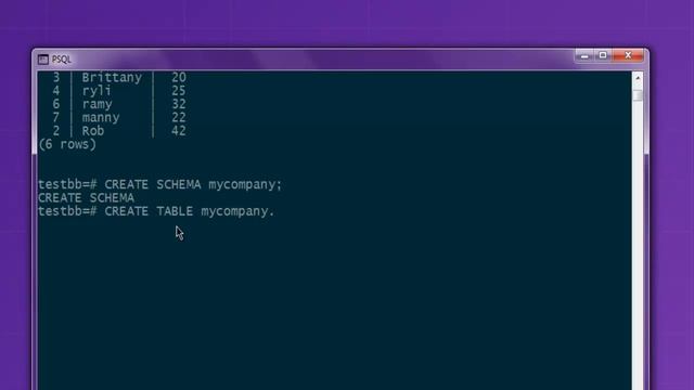PostgreSQL CREATE SCHEMA Query смотреть онлайн