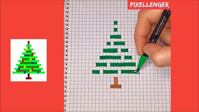 Новогодняя Ёлка Как рисовать по клеточкам Простые рисунки How to Draw Christmas Tree Pixel Art смотреть онлайн