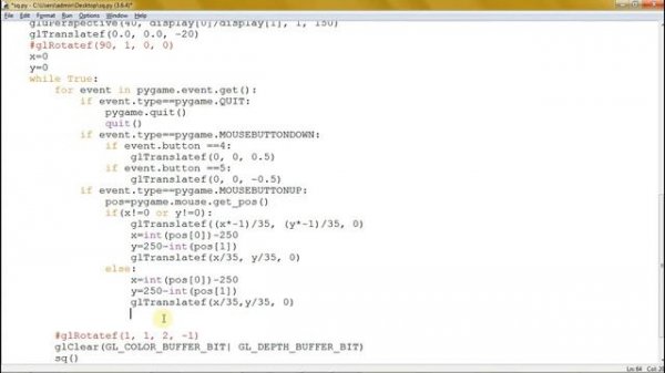 HOW TO MOVE AN OBJECT IN PYTHON OPENGL USING MOUSE| PYTHON TUTORIAL
