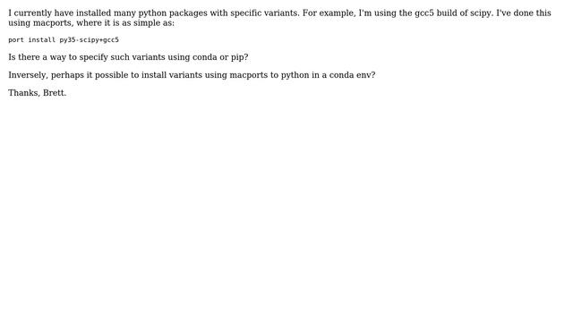 Installing python package variants with conda/pip on MacOS смотреть онлайн