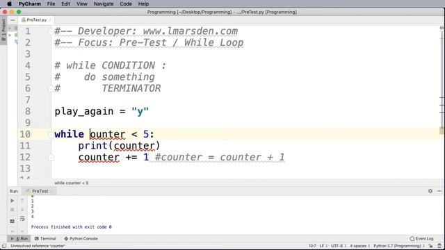 Python - Pre-test Loop - While Structure смотреть онлайн