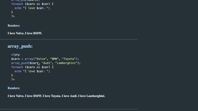 PHP - array_push and array_pop methods смотреть онлайн