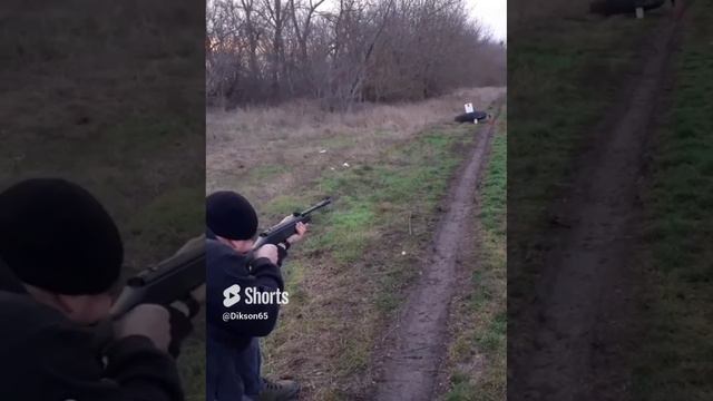 Винтовка Хатсан с родной пружиной пробитие доски #shorts