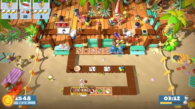 Overcooked! 2 - Surf 'n' Turf 3-4 | 2 players | Score: 3188 смотреть онлайн