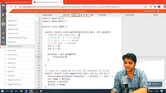 Partioning an Array | Time and Space | Data Structure and Algorithms in JAVA смотреть онлайн