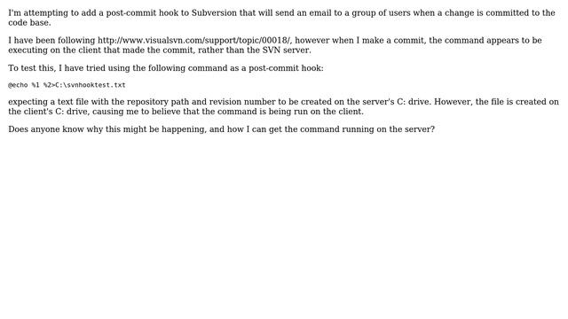 DevOps & SysAdmins: SVN post-commit hook executing on client смотреть онлайн