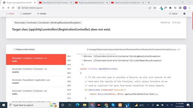 Target class does not exist UserController смотреть онлайн