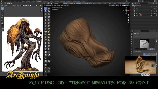Blender 3D 3.41 Speed sculpting - Treant in 15 minutes for stl 3d print смотреть онлайн