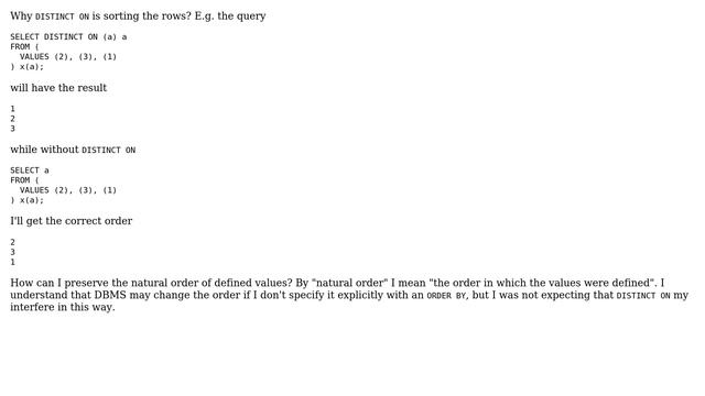 Databases: PostgreSQL DISTINCT ON forces a specific order смотреть онлайн