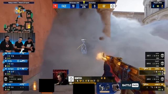 БУСТЕР смотрит G2 Vs FAZE турнир IEM Katowice 2024 CS2