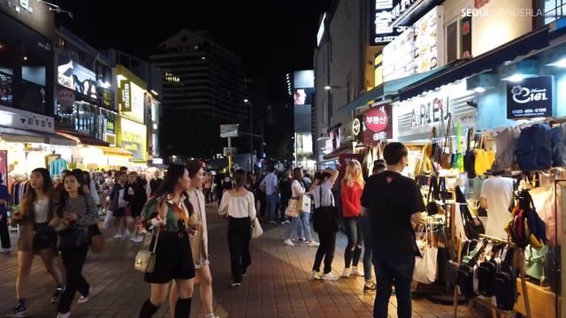 [4K] Walking Along Hongdae Night Market│Seoul, Korea