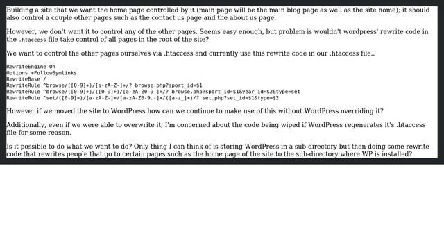 Wordpress: Having WordPress control only certain pages with .htaccess? смотреть онлайн
