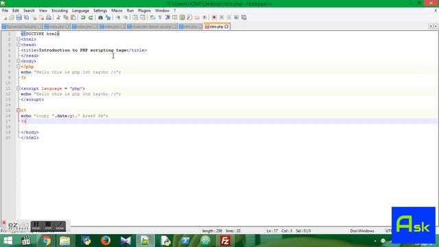 Introduction to PHP Scripting Tags - part 1 смотреть онлайн