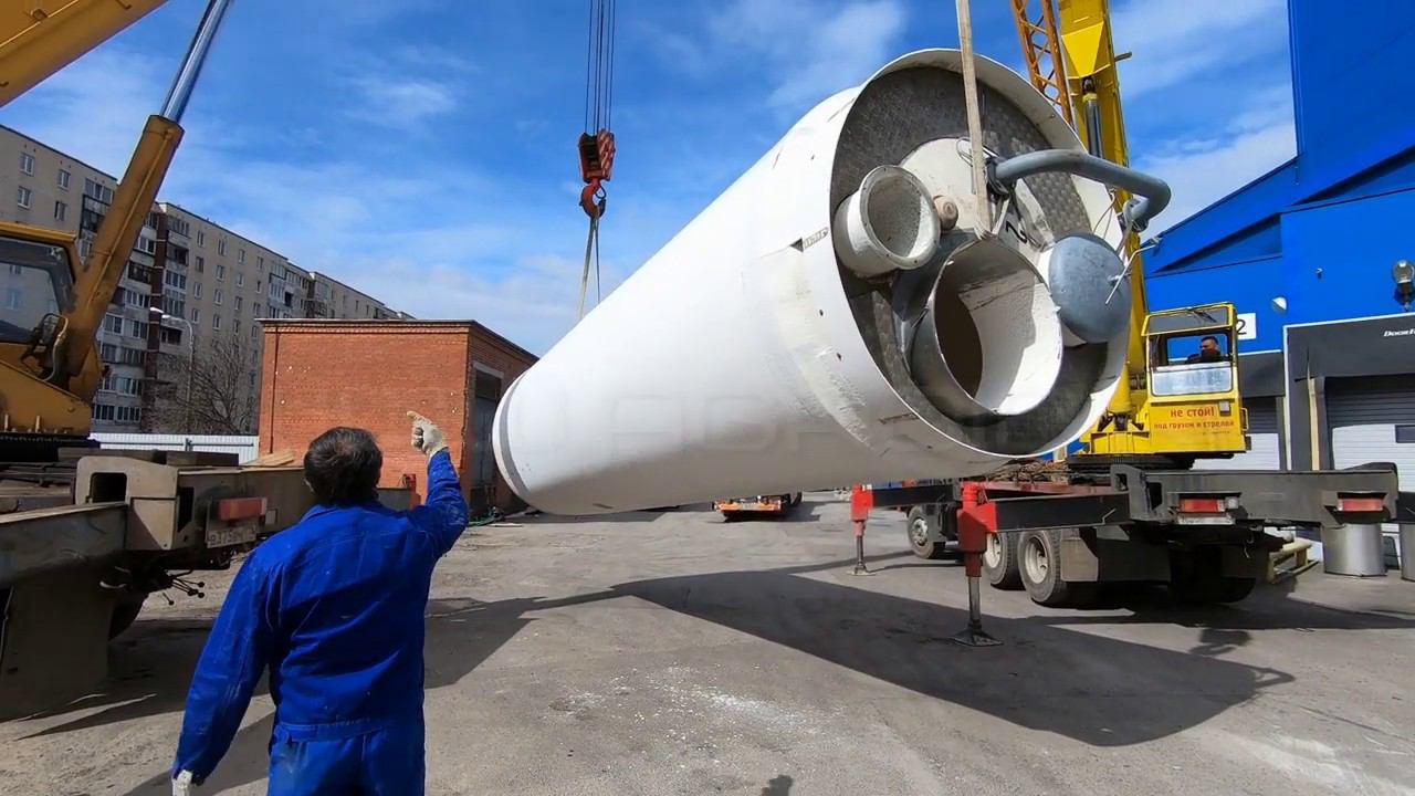 Силоса для муки из стекловолокна Spiromatic. Демонтаж и перенос на другое место. смотреть онлайн